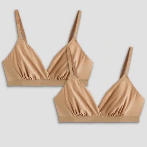 NWT Quince Second Skin Crossover Bralette (2-pack) in Sand Size Small - Picture 1 of 7